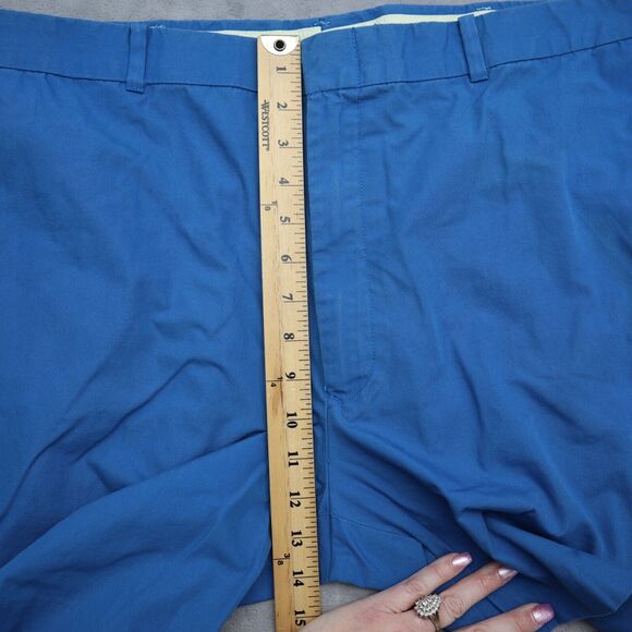 High Profile Shorts Mens 40 Blue Plain Mid Rise Flat Front Slash Pocket Chino - Picture 4 of 14